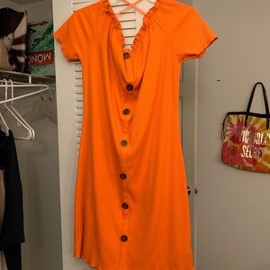 Plus size orange off the shoulders dress
